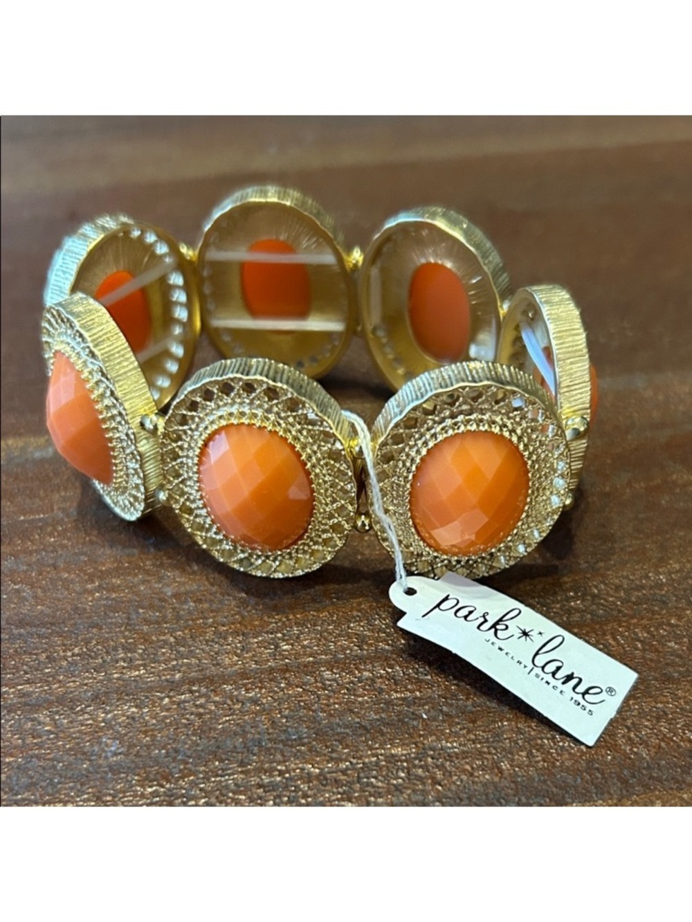 Park Lane Gold-tone Linked Bracelet with Bright Orange Faceted Stones